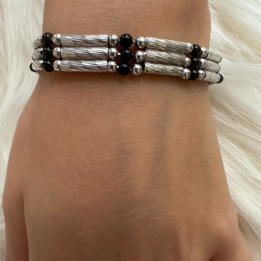 MILOR 925 Sterling Silver Onyx stone made in italy Bracelet